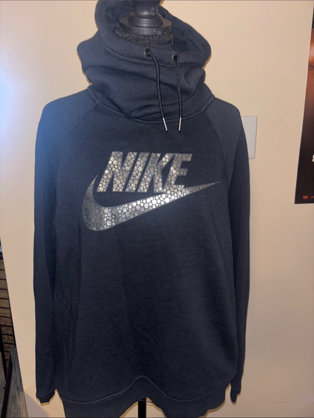 Nike Black Pullover Hoodie with Reflective Silver Logo